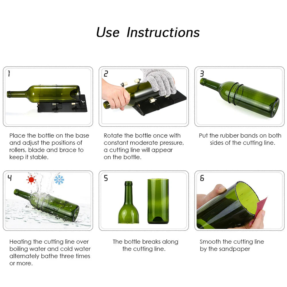 Glass Bottle Cutter Tool Square Round Wine Beer Glass Sculptures Cutter Machine for Beer Glass Cutting Bottles Holder